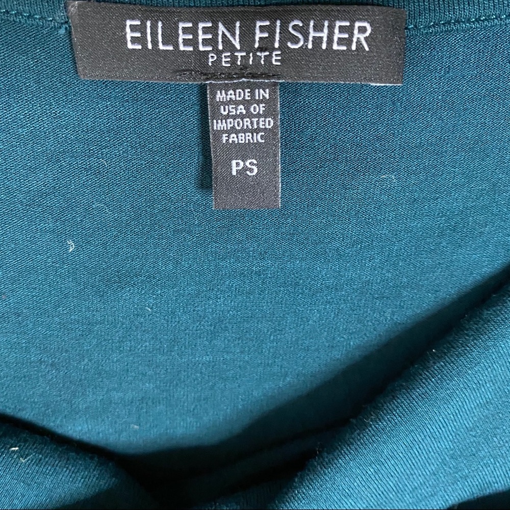 Eileen Fisher Teal Blue Draped Blouse Top - Picture 6 of 7